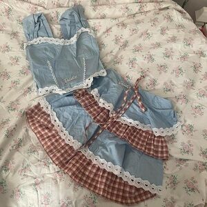 Lolita Two Piece Plaid Skirt and Corset Barbie Set